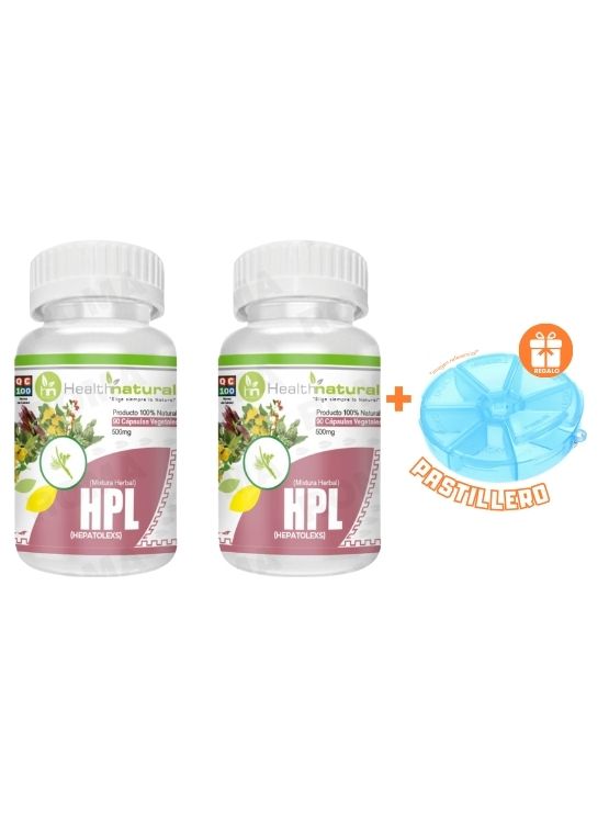 PACK 2 HEPATOLEX (HPL) HEALTHNATURAL 1000MG + REGALO PASTILLERO - 1