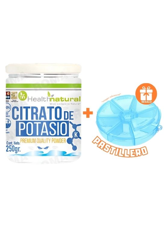 CITRATO DE POTASIO PREMIUM HEALTHNATURAL 250GR + REGALO PASTILLERO - 1