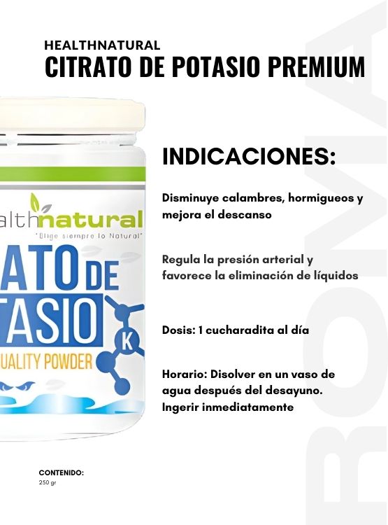 CITRATO DE POTASIO PREMIUM HEALTHNATURAL 250GR + REGALO PASTILLERO - 3