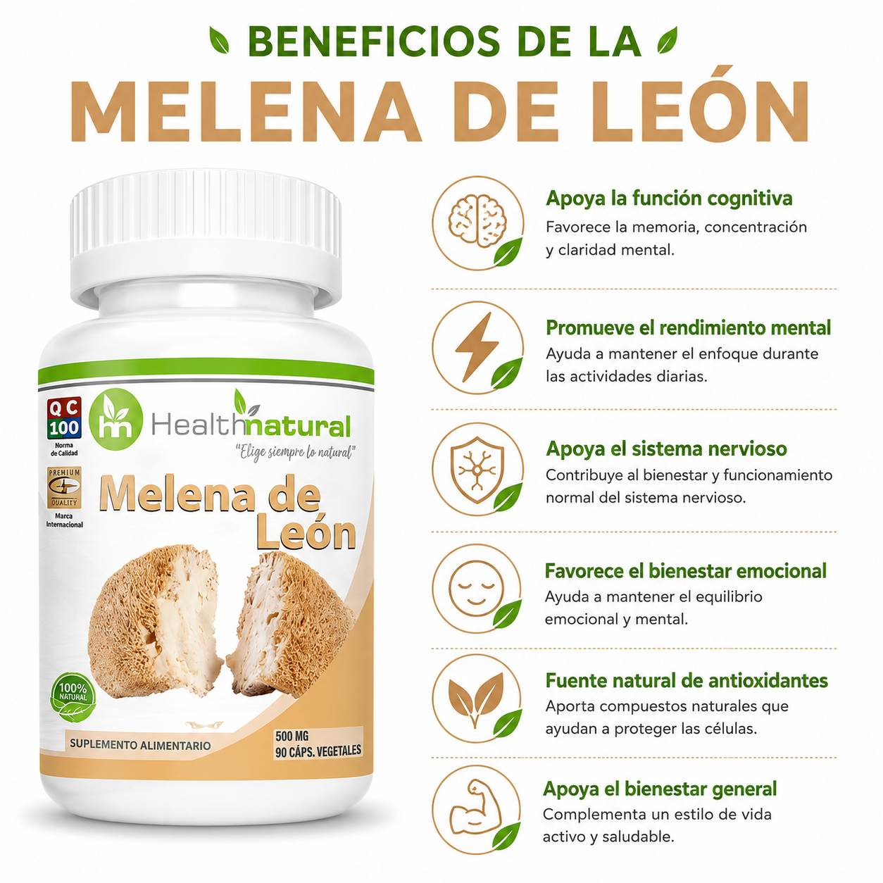 MELENA DE LEÓN HEALTHNATURAL 500MG - 2