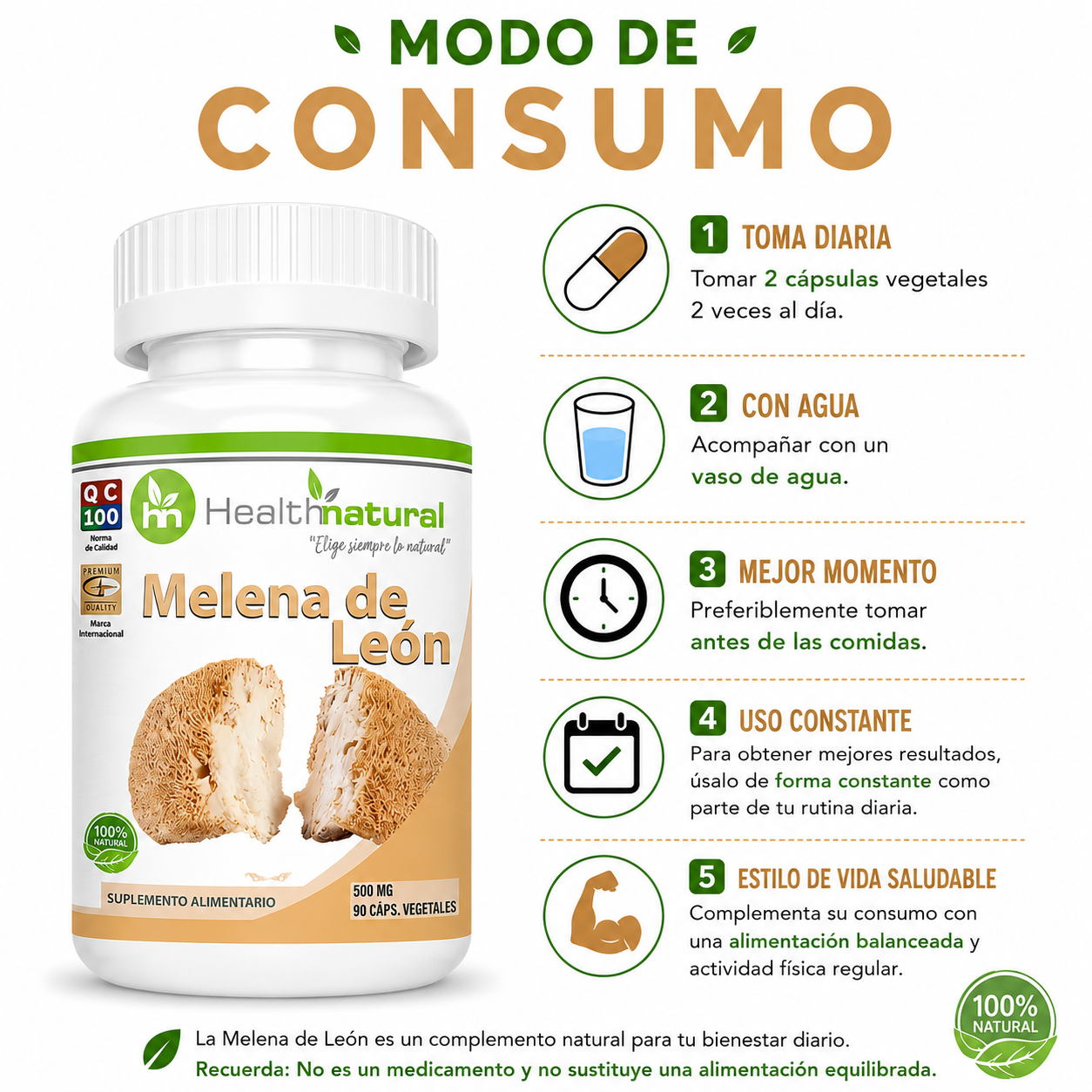 MELENA DE LEÓN HEALTHNATURAL 500MG - 3