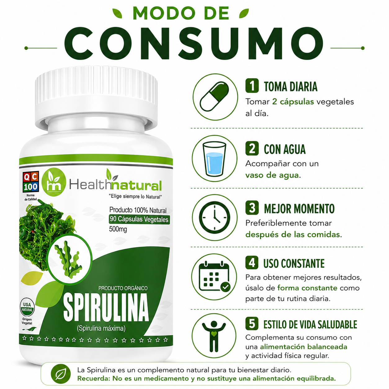 PACK 2 SPIRULINA HEALTHNATURAL 1000MG - 3