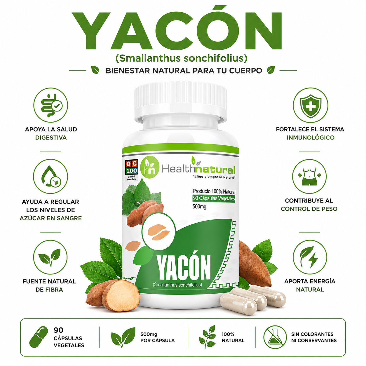 YACÓN HEALTHNATURAL 500MG - 1
