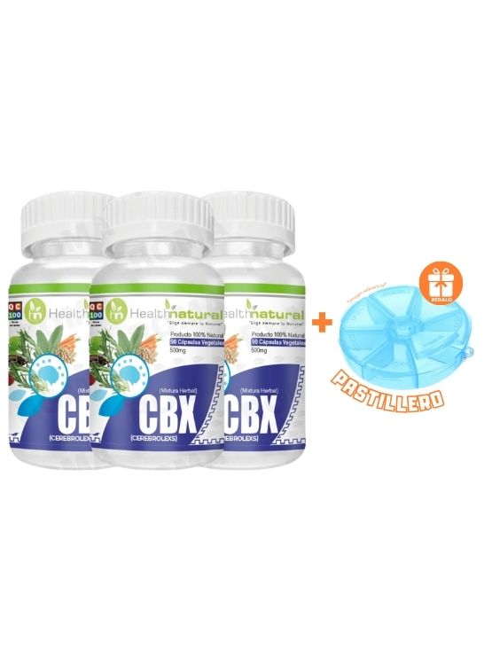 PACK 3 CEREBROLEXS (CBX)  HEALTHNATURAL 1500MG + REGALO PASTILLERO - 1