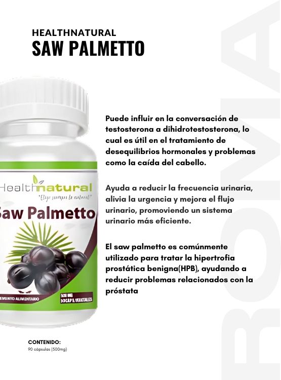 PACK 3 SAW PALMETTO HEALTHNATURAL 1500MG + REGALO PASTILLERO - 2