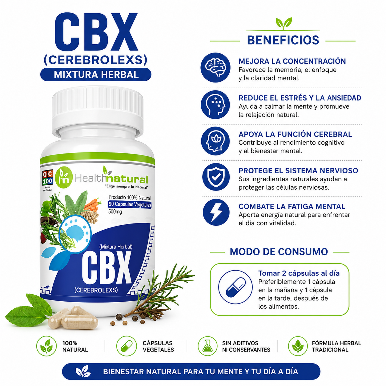BISGLICINATO DE MAGNESIO HEALTHNATURAL + CBX (CEREBROLEXS) HEALTHNATURAL - 3