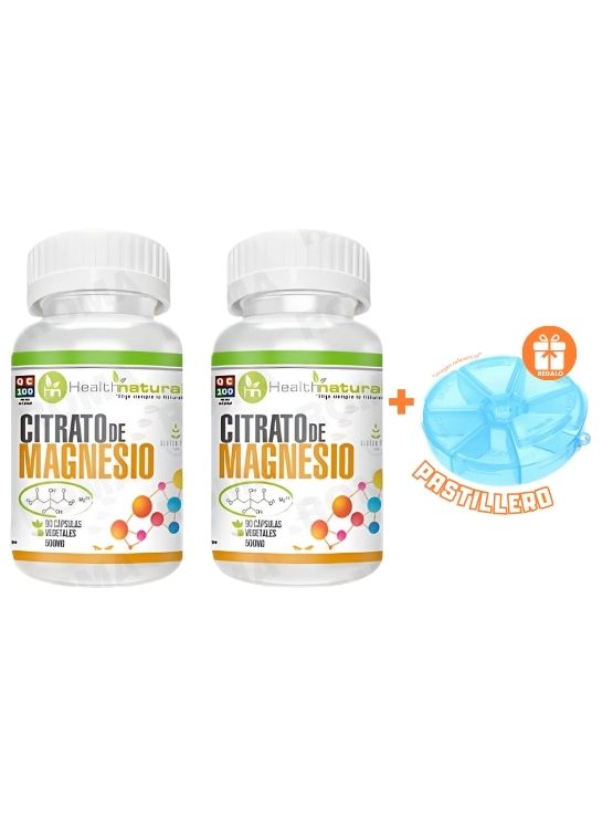 PACK 2 CITRATO DE MAGNESIO HEALTHNATURAL 1000MG + REGALO PASTILLERO - 1