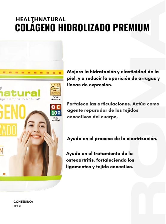 COLÁGENO HIDROLIZADO PREMIUM HEALTHNATURAL 450MG + REGALO PASTILLERO - 2