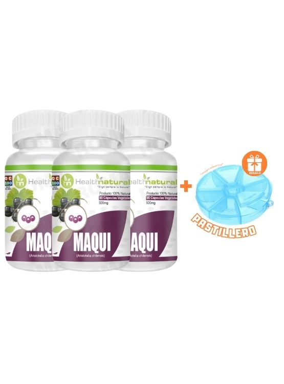 PACK 3 MAQUI HEALTHNATURAL 1500MG + REGALO PASTILLERO - 1