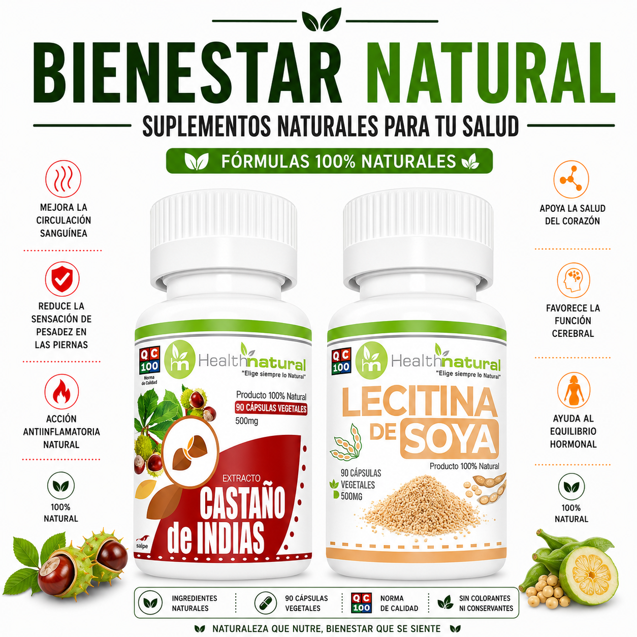 CASTAÑO DE INDIAS HEALTHNATURAL + LECITINA DE SOYA HEALTHNATURAL - 1