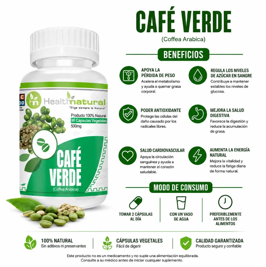 AGUAJE HEALTHNATURAL 500MG + CAFÉ VERDE HEALTHNATURAL 500MG - 3