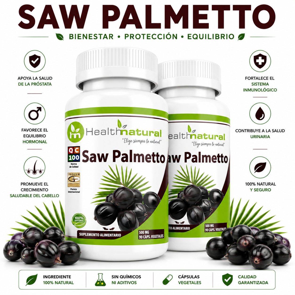 PACK 2 SAW PALMETTO HEALTHNATURAL 1000MG - 1