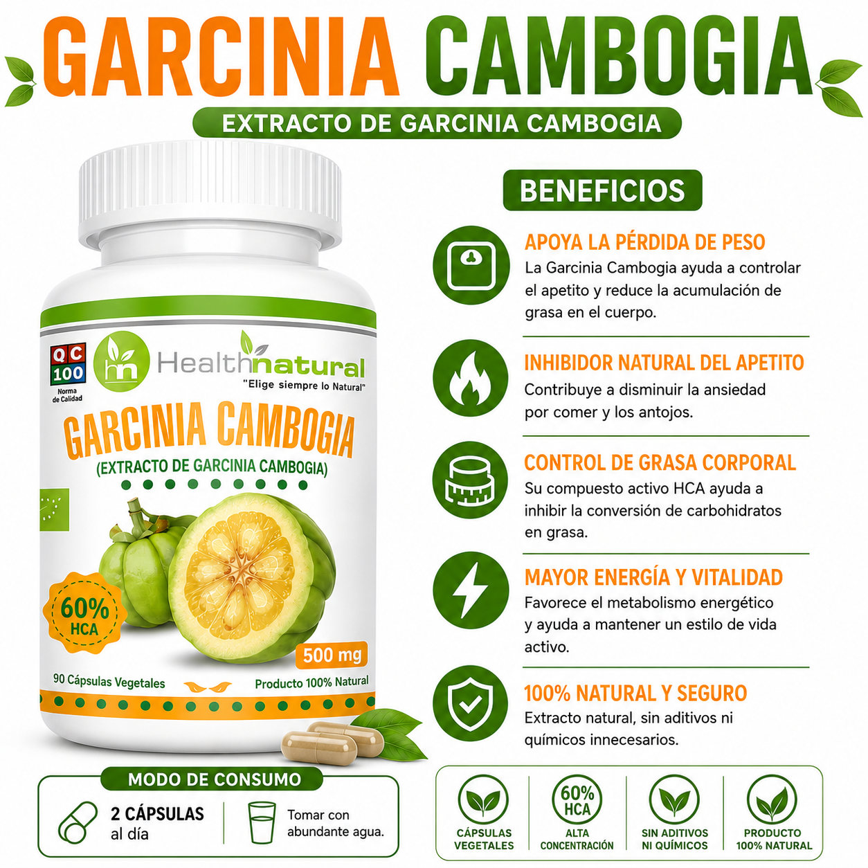 CASTAÑO DE INDIAS HEALTHNATURAL + GARCINIA CAMBOGIA HEALTHNATURAL - 3