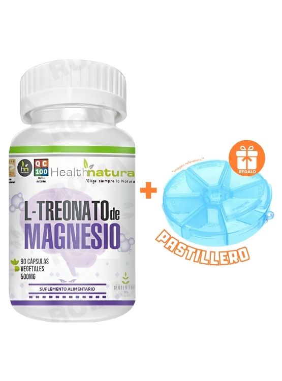 L-TREONATO DE MAGNESIO HEALTHNATURAL 500MG + REGALO PASTILLERO - 1