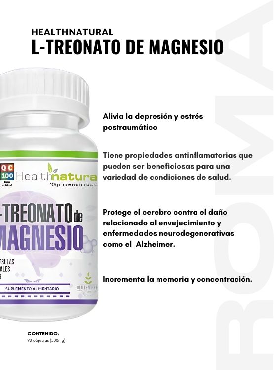 L-TREONATO DE MAGNESIO HEALTHNATURAL 500MG + REGALO PASTILLERO - 2