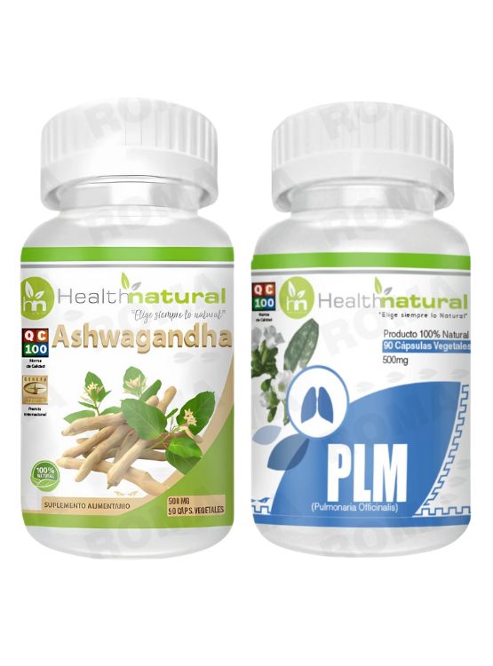 ASHWAGANDHA HEALTHNATURAL 500MG + PLM(PULMONARIA) HEALTHNATURAL 500MG - 1