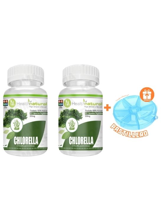 PACK 2 CHLORELLA HEALTHNATURAL 1000MG + REGALO PASTILLERO - 1