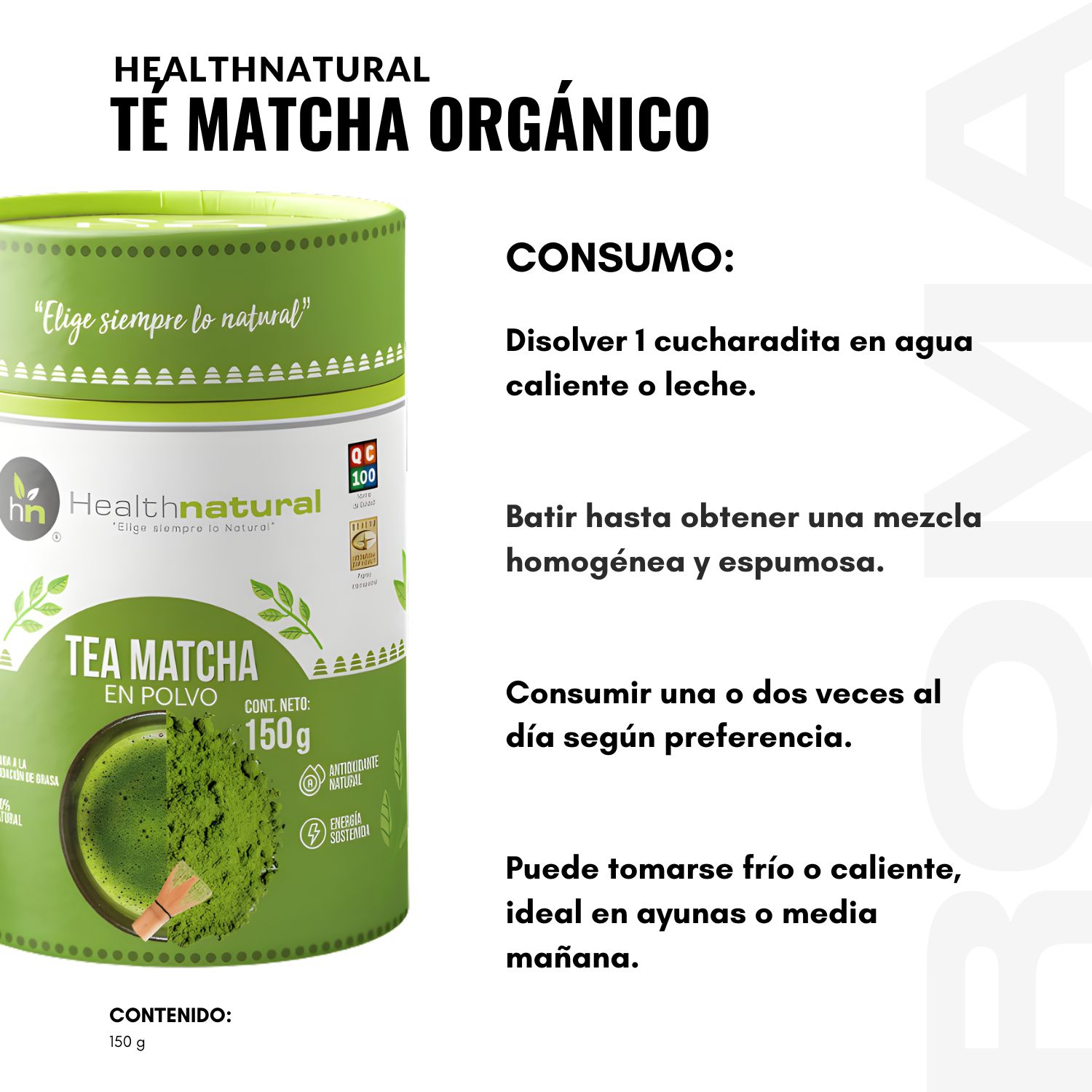 TÉ MATCHA ORGÁNICO 150G HEALTHNATURAL - 3