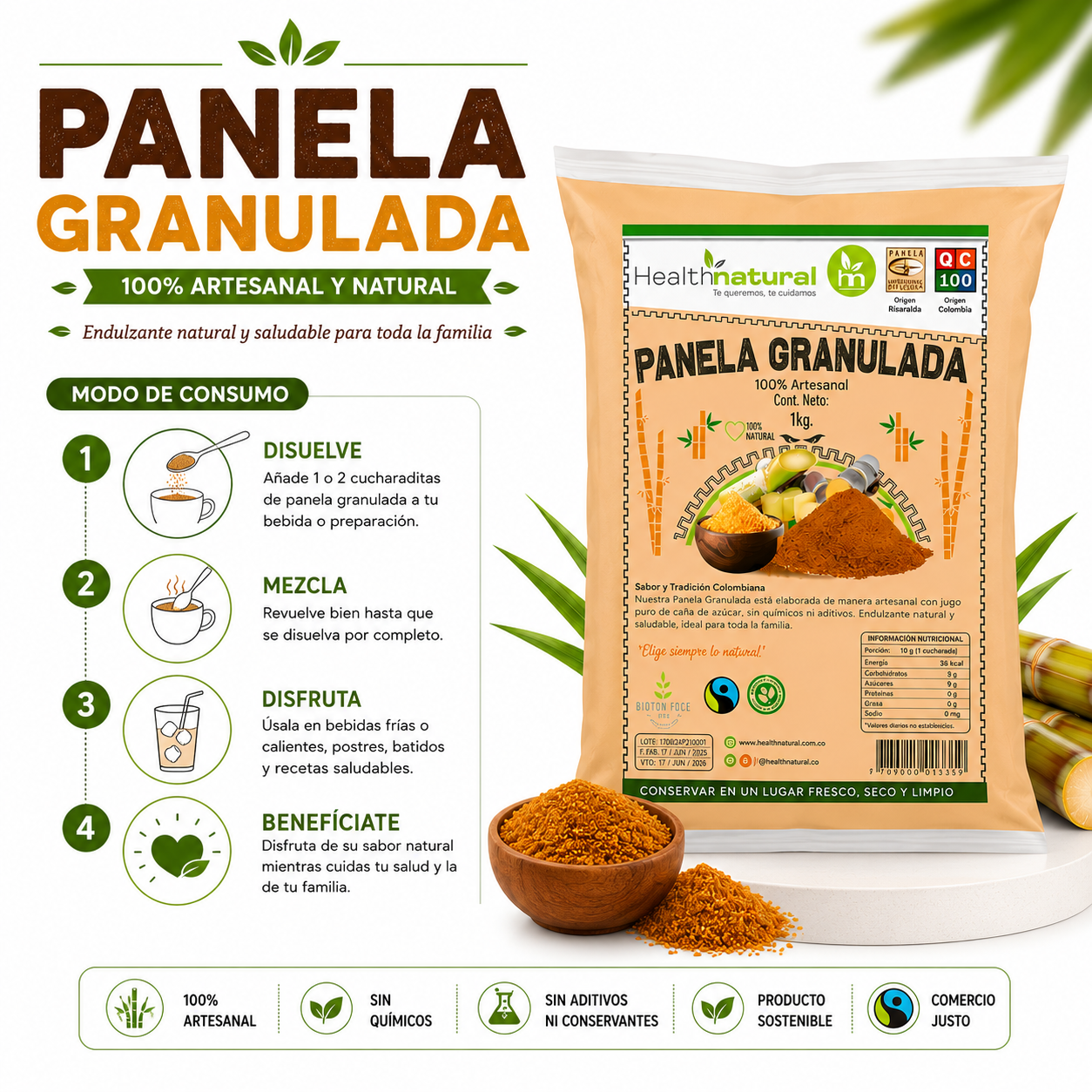PANELA GRANULADA 1KG HEALTHNATURAL - 3