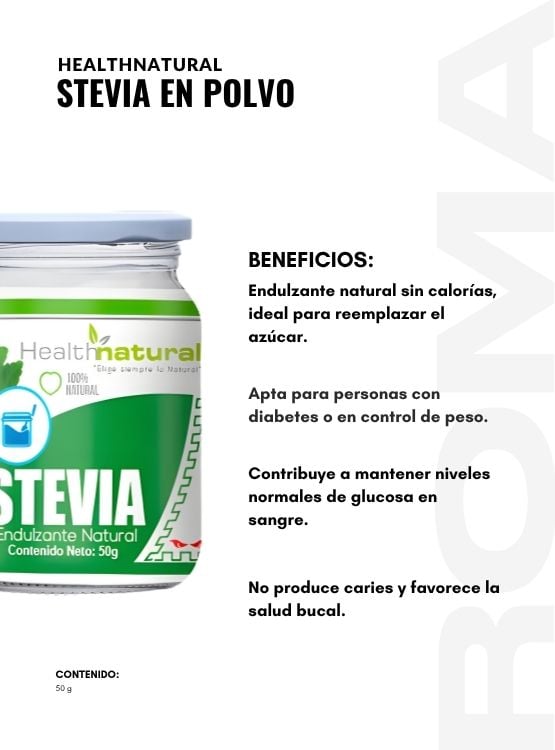 STEVIA EN POLVO 50G HEALTHNATURAL - 2
