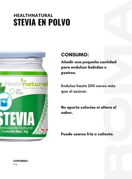 STEVIA EN POLVO 50G HEALTHNATURAL - 3