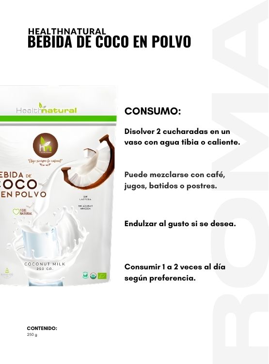 BEBIDA DE COCO EN POLVO 250G HEALTHNATURAL - 3
