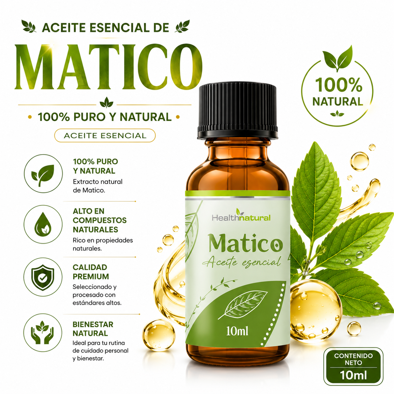 ACEITE ESENCIAL DE MATICO HEALTHNATURAL 10ML - 1