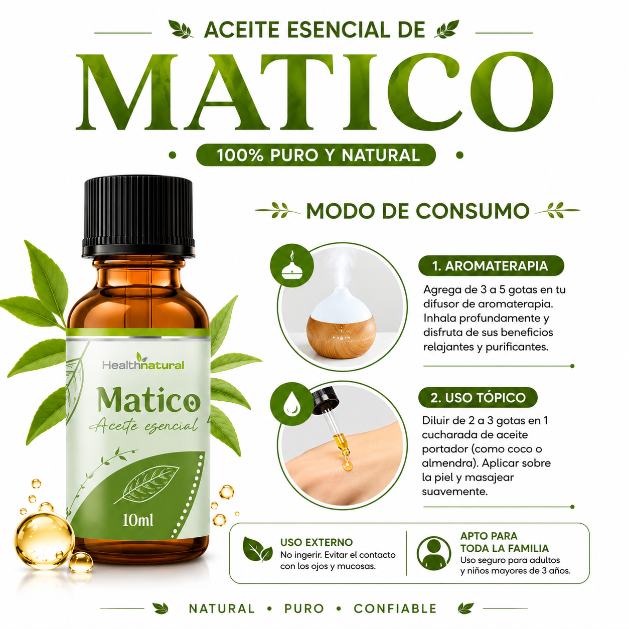 ACEITE ESENCIAL DE MATICO HEALTHNATURAL 10ML - 3