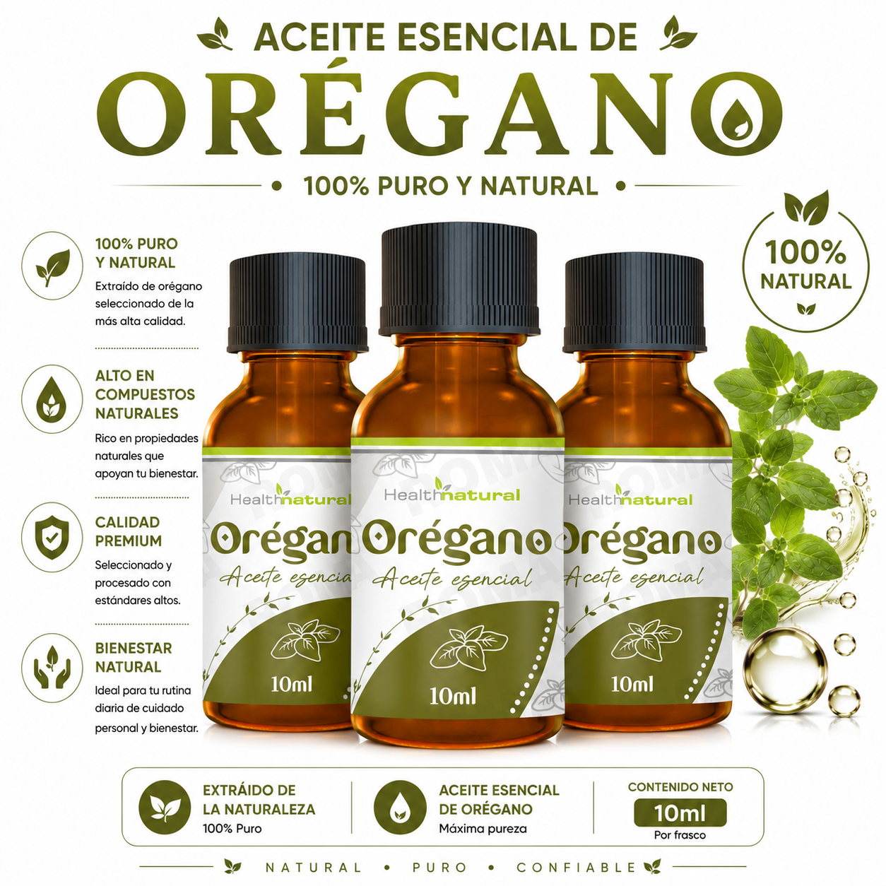 PACK 3 ACEITE ESENCIAL DE ORÉGANO HEALTHNATURAL 30ML - 1