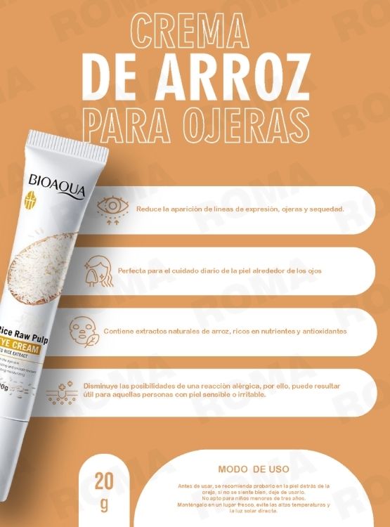 PACK 3 CREMA DE ARROZ PARA OJERAS BIOAQUA 60G - 2