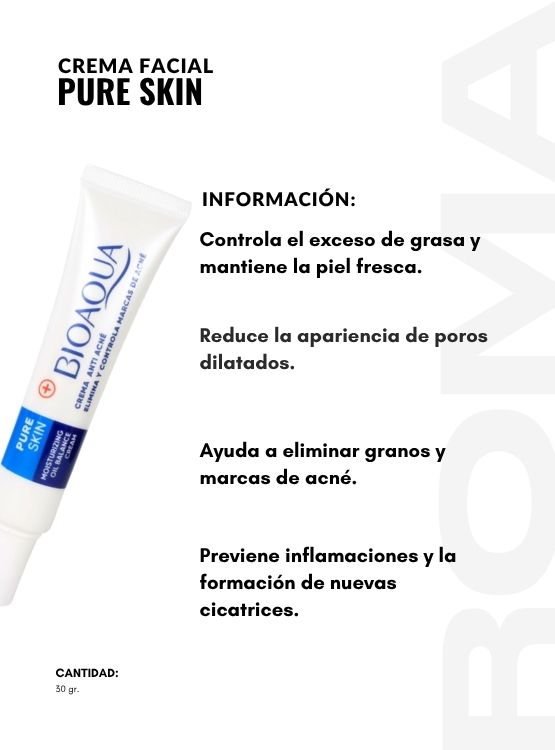 PACK 3 CREMA FACIAL PURE SKIN 30G BIOAQUA - 2