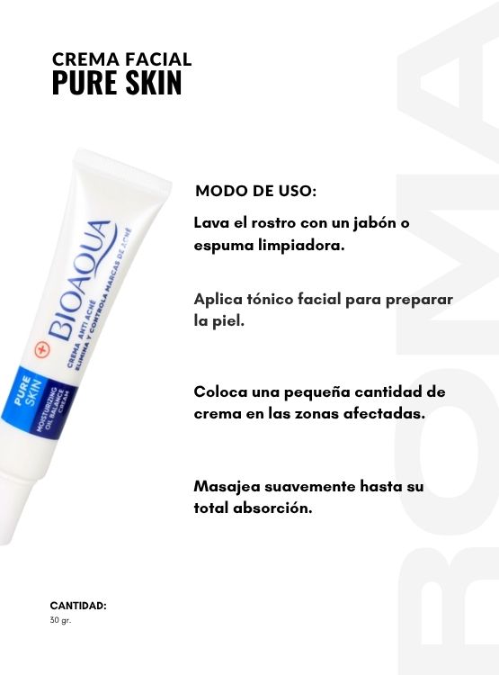 PACK 3 CREMA FACIAL PURE SKIN 30G BIOAQUA - 3