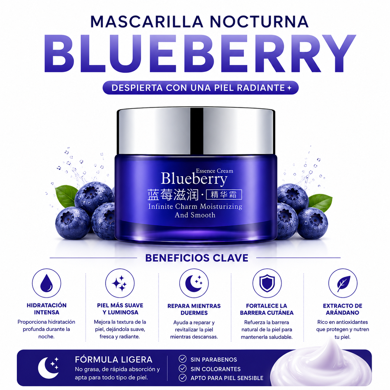 MASCARILLA NOCTURNA BLUEBERRY 50G BIOAQUA - 2