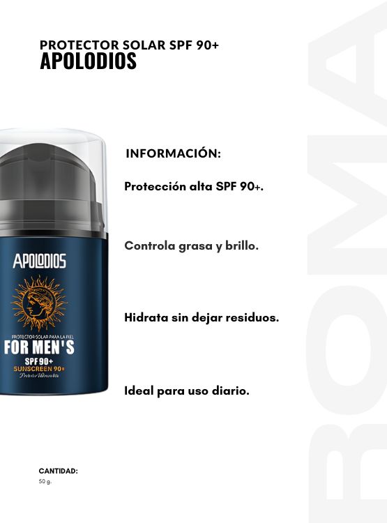 PROTECTOR SOLAR FOR MEN SPF90+ 50G APOLODIOS - 2
