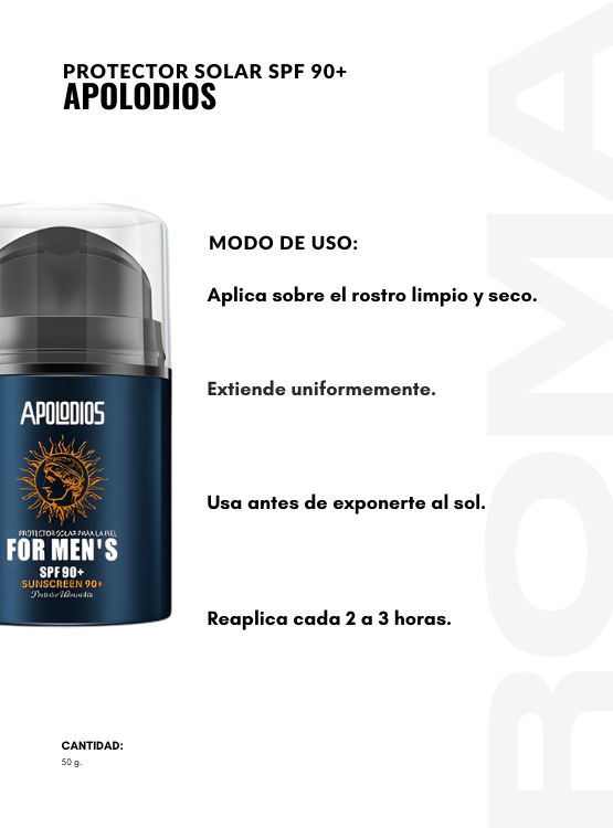 PROTECTOR SOLAR FOR MEN SPF90+ 50G APOLODIOS - 3