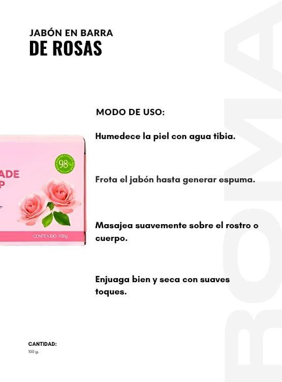 JABÓN EN BARRA DE ROSAS BIOAQUA 100G - 3