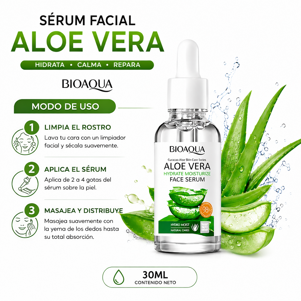 SÉRUM FACIAL ALOE VERA 30ML BIAOQUA - 3