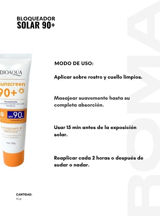 PACK 3 BLOQUEADOR SOLAR 90+ 50G BIOAQUA - 3