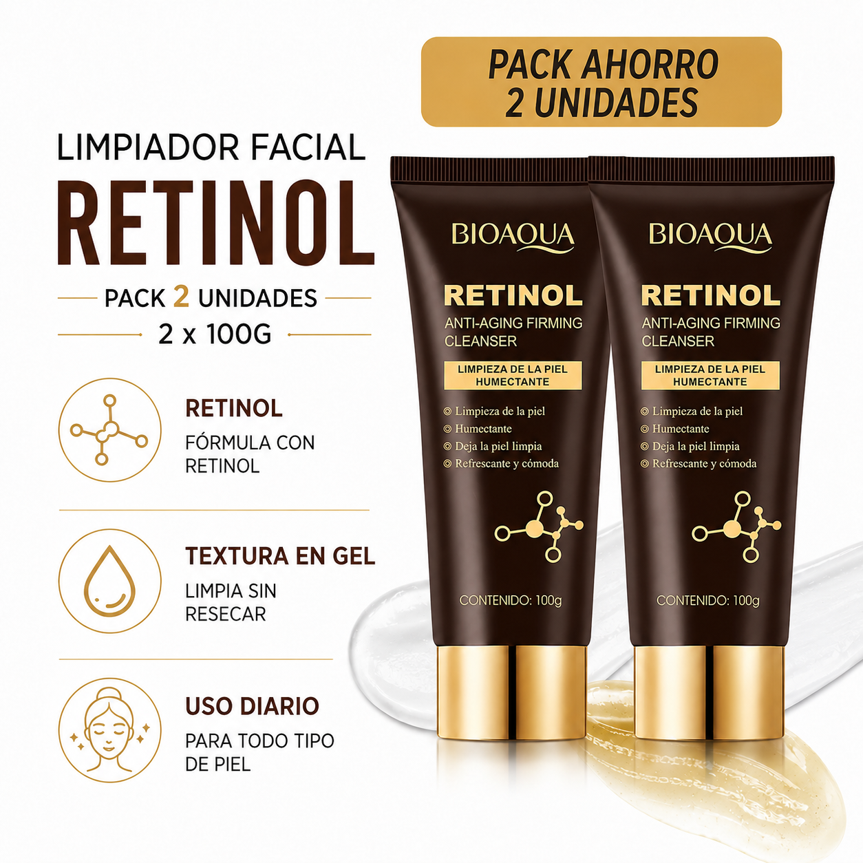 PACK 2 LIMPIADOR FACIAL RETINOL 100G - 1