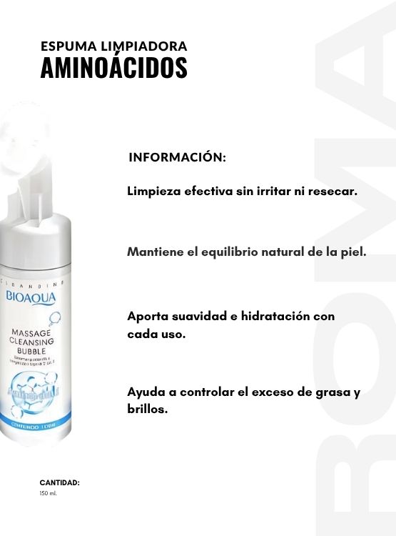ESPUMA LIMPIADORA AMINOÁCIDOS 150ML BIOAQUA - 2