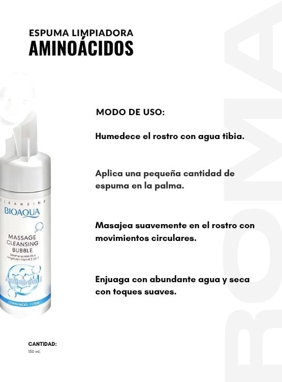ESPUMA LIMPIADORA AMINOÁCIDOS 150ML BIOAQUA - 3