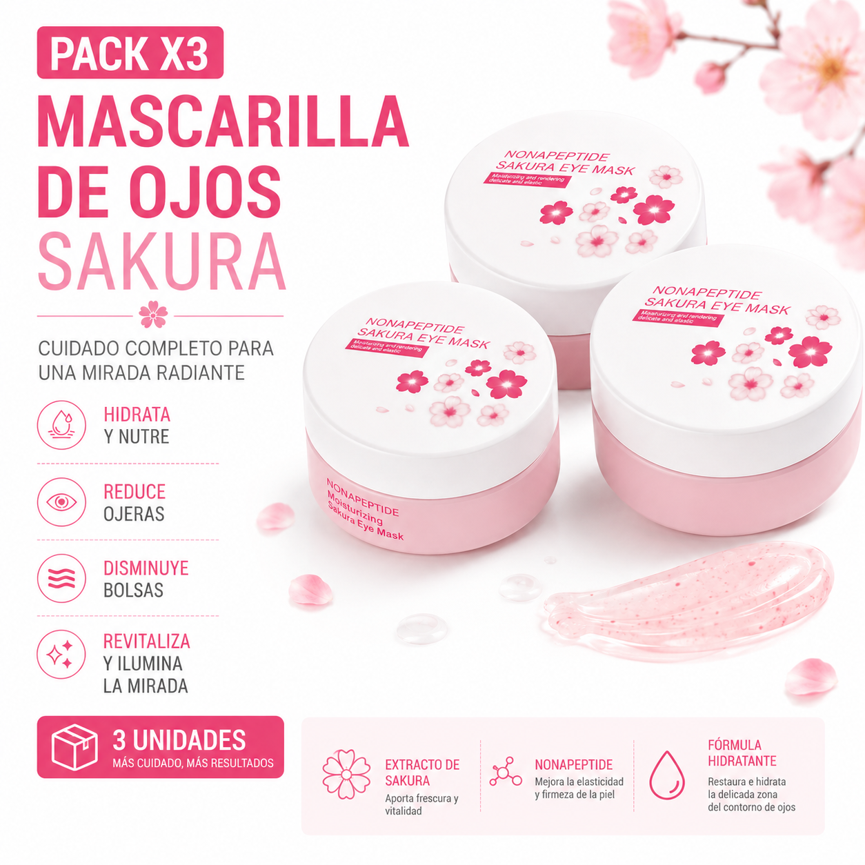 PACK 3 PARCHES DE OJOS SAKURA 80G BIOAQUA - 1