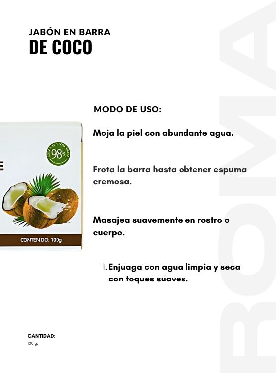JABÓN EN BARRA DE COCO BIOAQUA 100G - 3