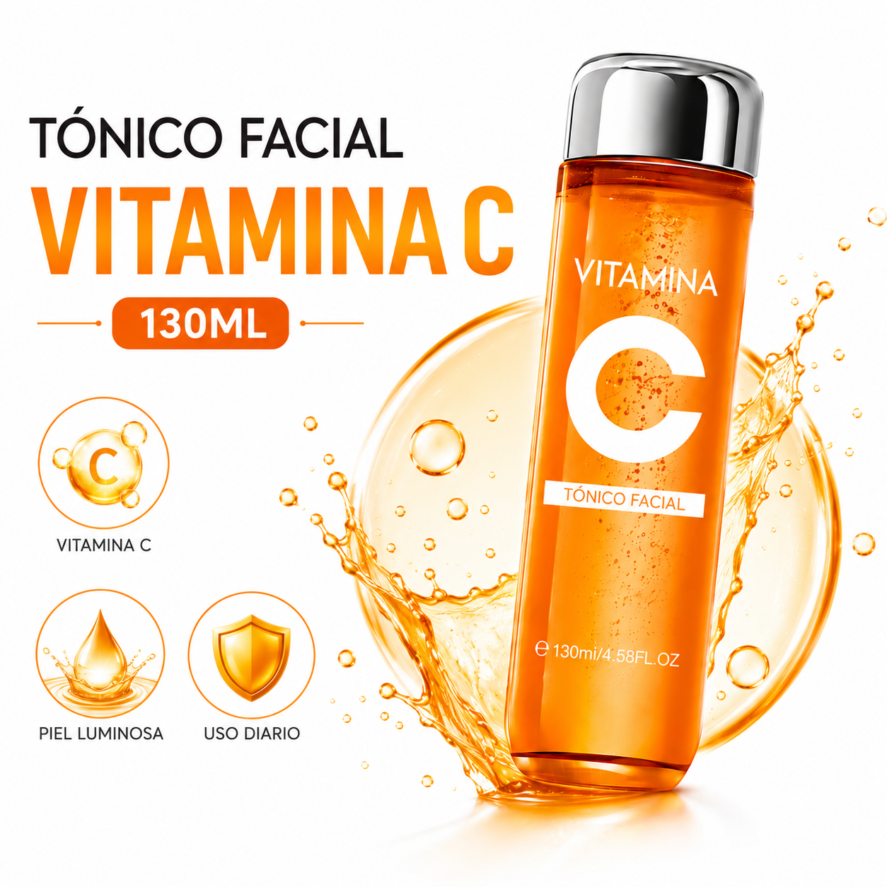 TÓNICO FACIAL VITAMINA C 130ML BIOAQUA - 1
