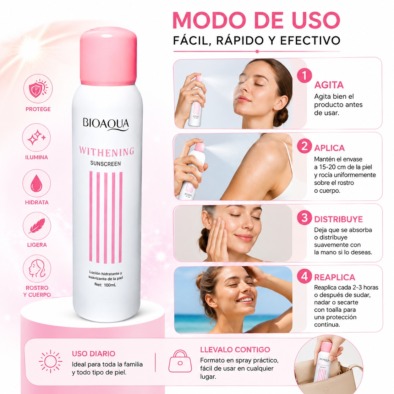 PACK 2 BLOQUEADOR BLANQUEADOR SPRAY 150ML BIOAQUA - 3