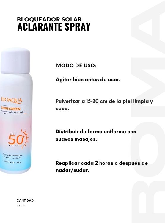 BLOQUEADOR SOLAR ACLARANTE SPRAY 150ML BIOAQUA - 3