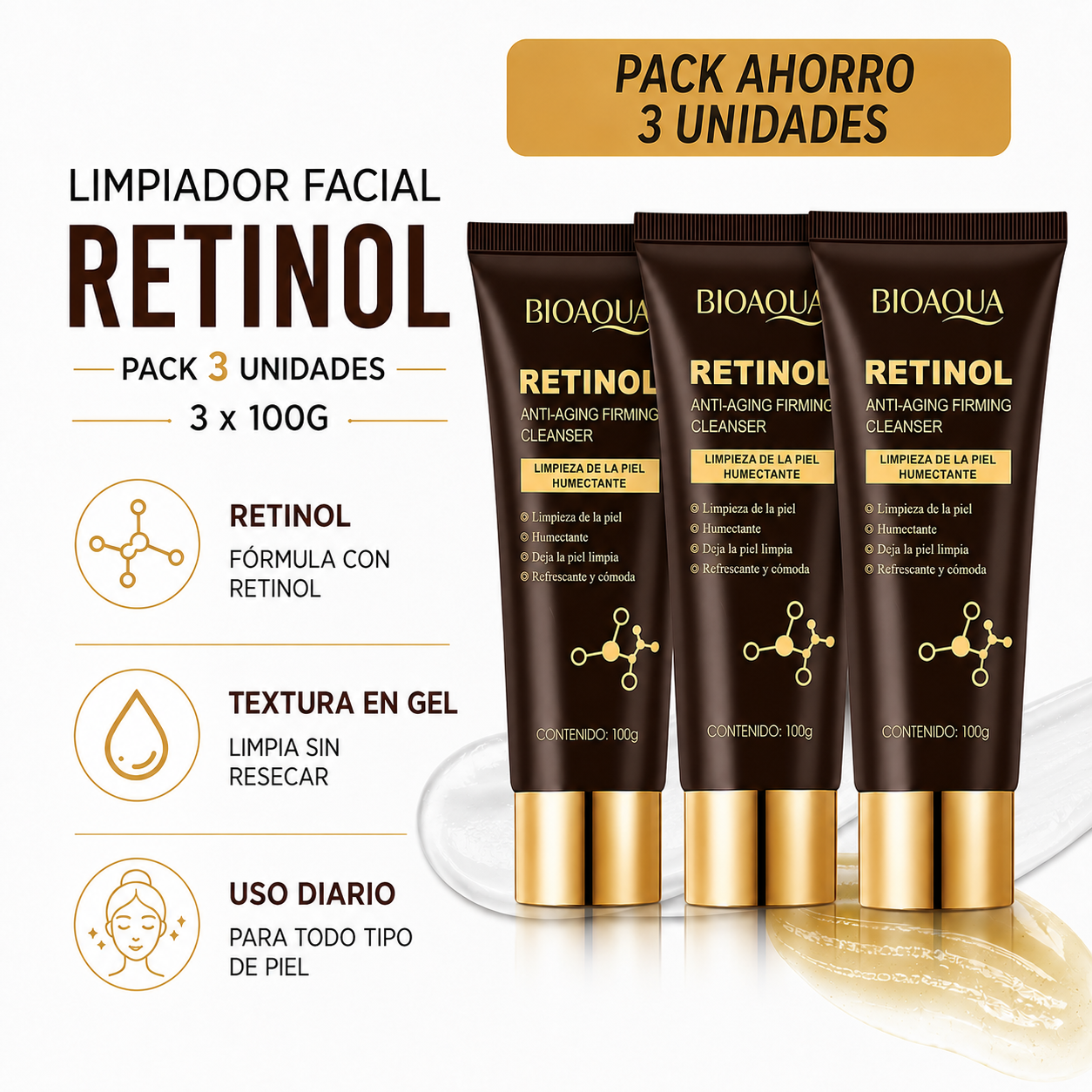 PACK 3 LIMPIADOR FACIAL RETINOL 100G - 1