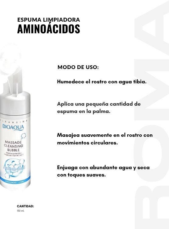 PACK 2 ESPUMA LIMPIADORA AMINOÁCIDOS 150ML BIOAQUA - 3
