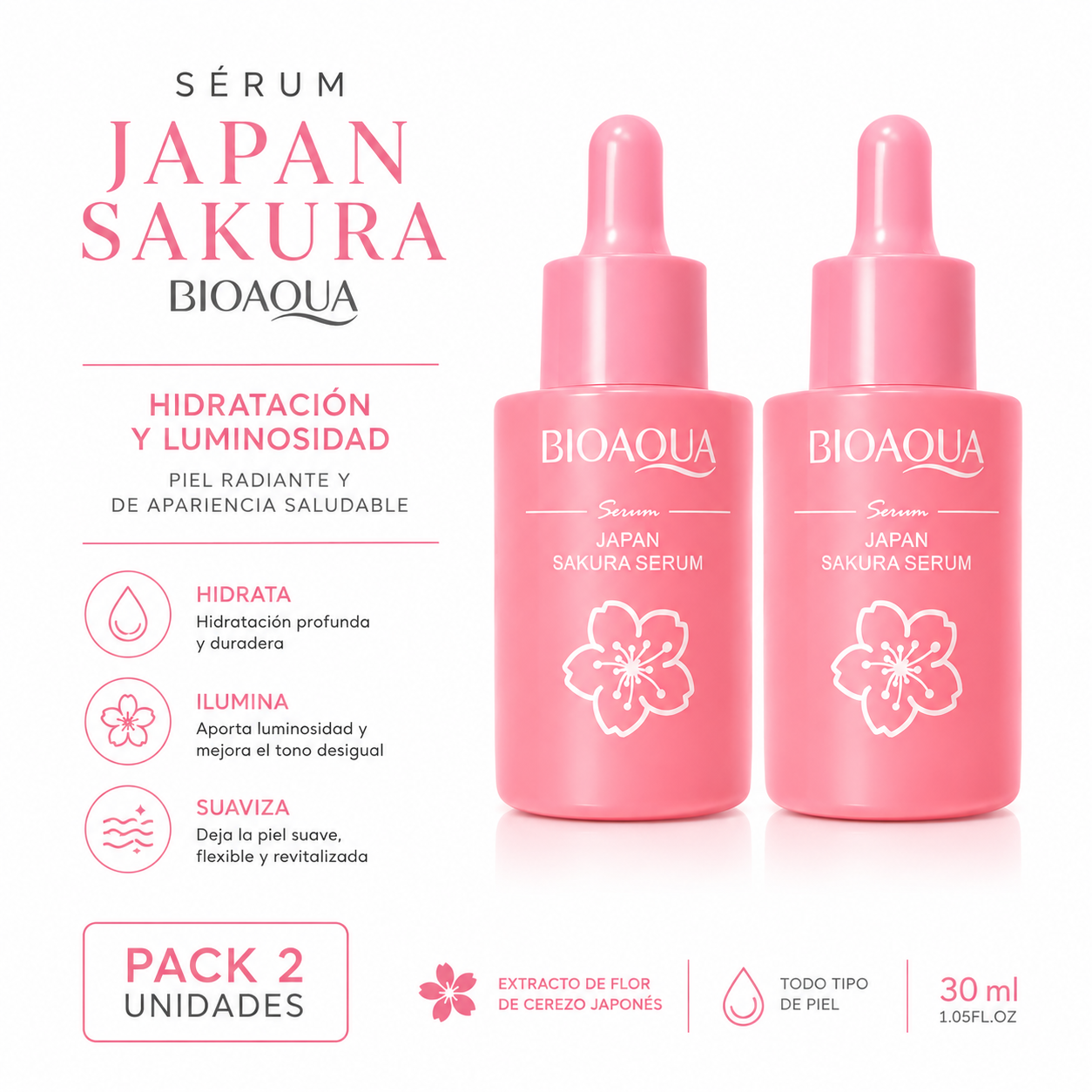 PACK 2 SÉRUM JAPAN SAKURA 30ML BIOAQUA - 1