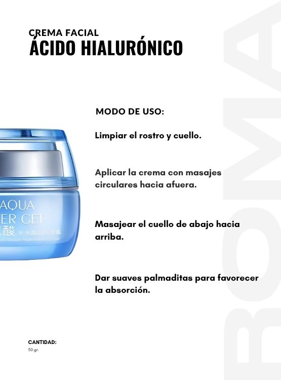 CREMA FACIAL ÁCIDO HIALURÓNICO 50G BIOAQUA - 3
